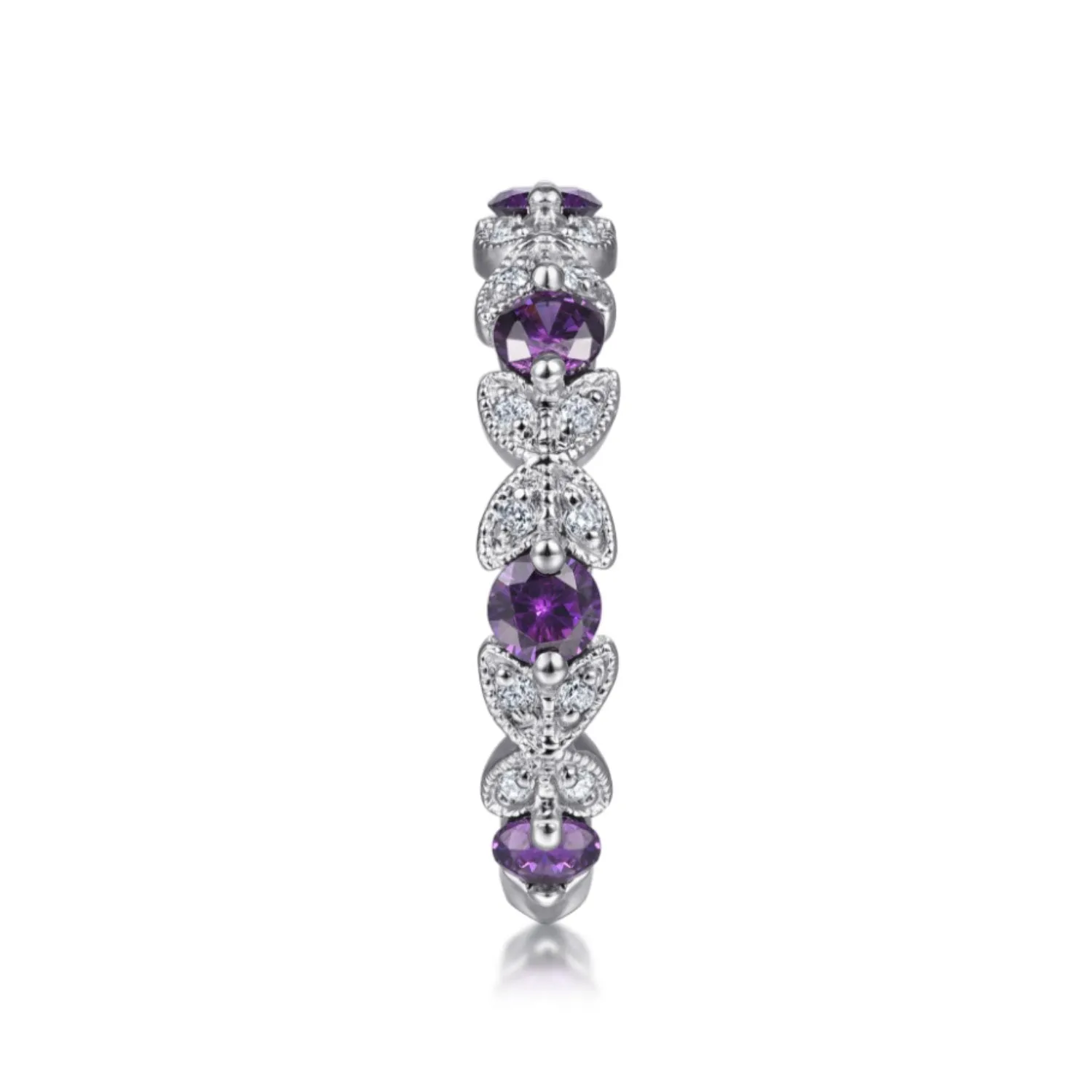 Gabriel & Co. Stackable Amethyst and Diamond Anniversary Ring