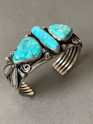 Gary Reeves Navajo Natural Turquoise Sterling Silver Cuff