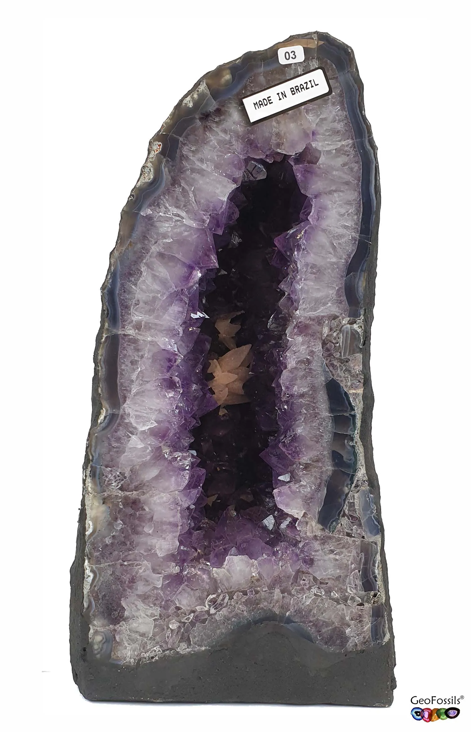 GeoFossils Amethyst Geode Stellar Beam Calcite Formation 1606