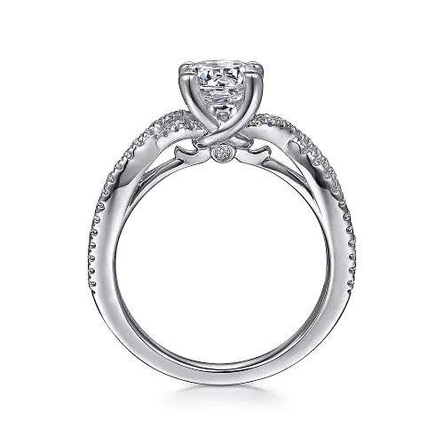 Gina - 14K White Gold Round Twisted Diamond Engagement Ring