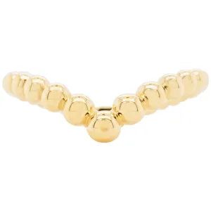 Gold Bead V Band Curved Ring