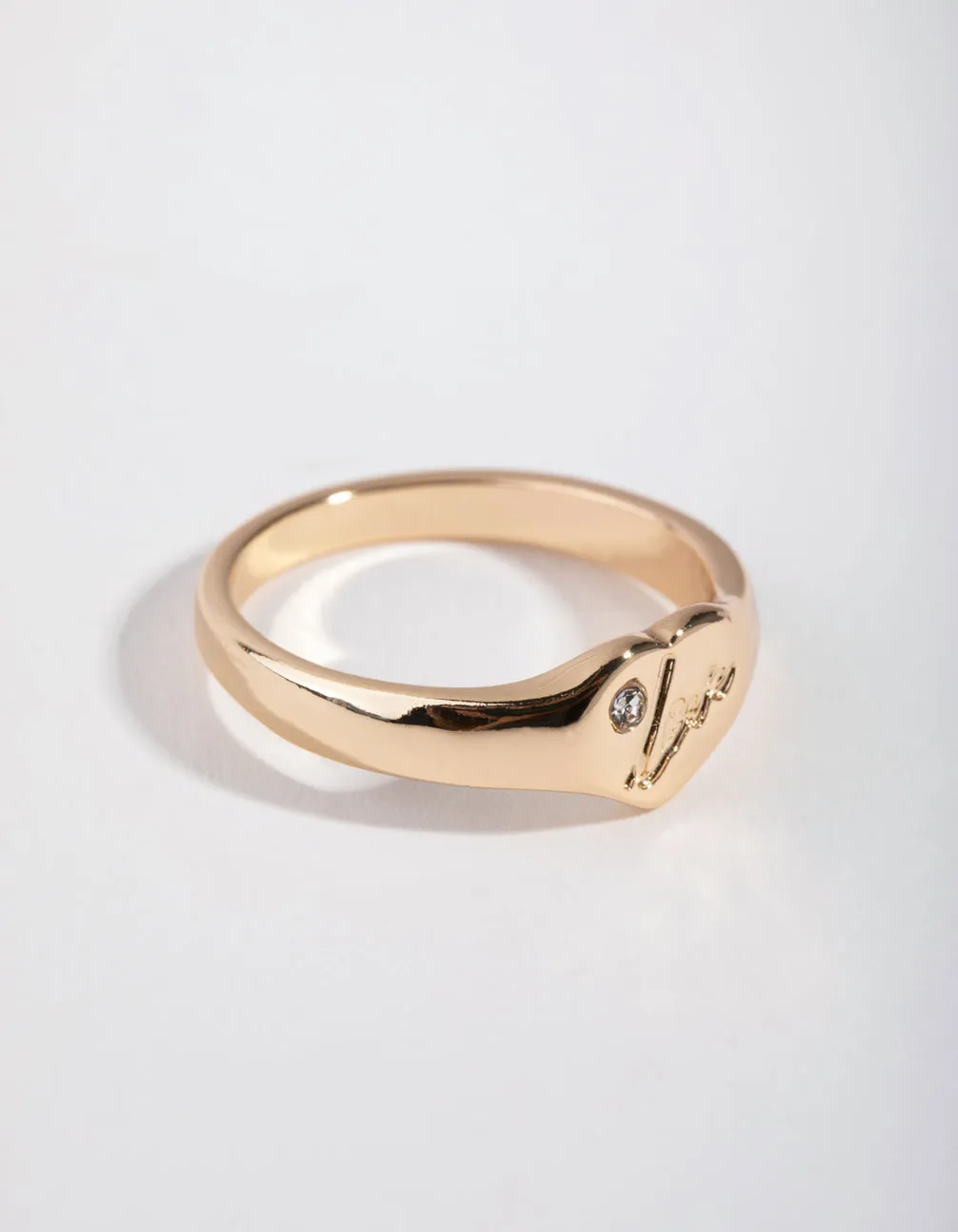 Gold Love Heart Signet Ring