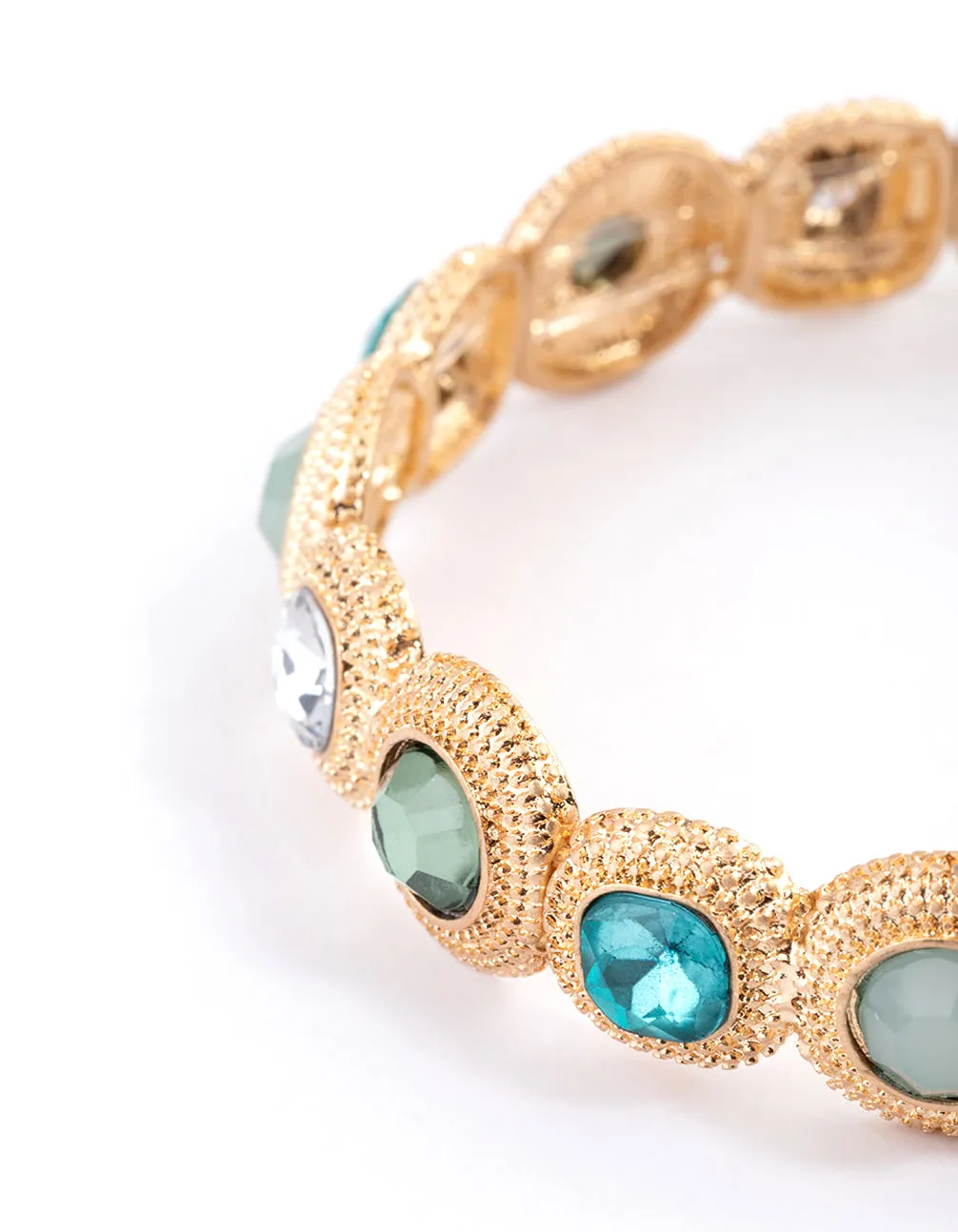 Gold Mixed Stone Etched Bracelet