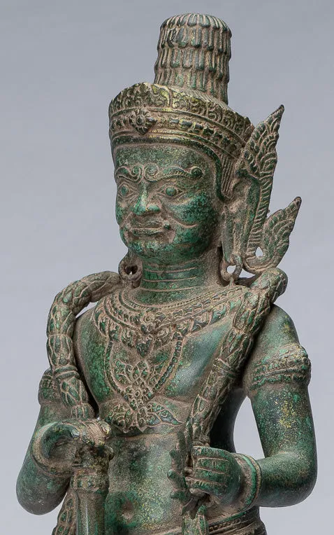 Guardian Statue - Antique Khmer Bronze Koh Ker Style Yaksha Temple Guardian - 55cm / 22"