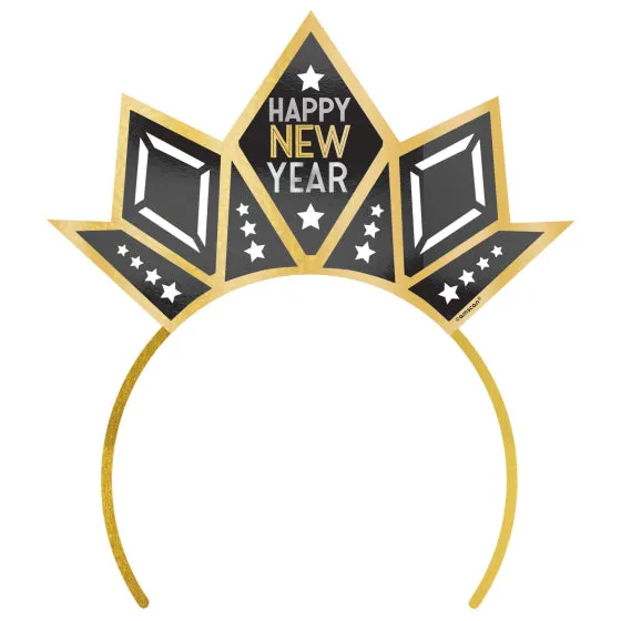 Happy New Year Tiara Black, Silver & Gold Each