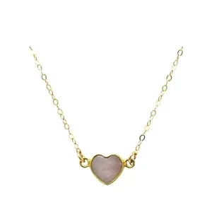 Heart: Semi Precious Stone Necklace: Pink Opal (NGCH67PO)