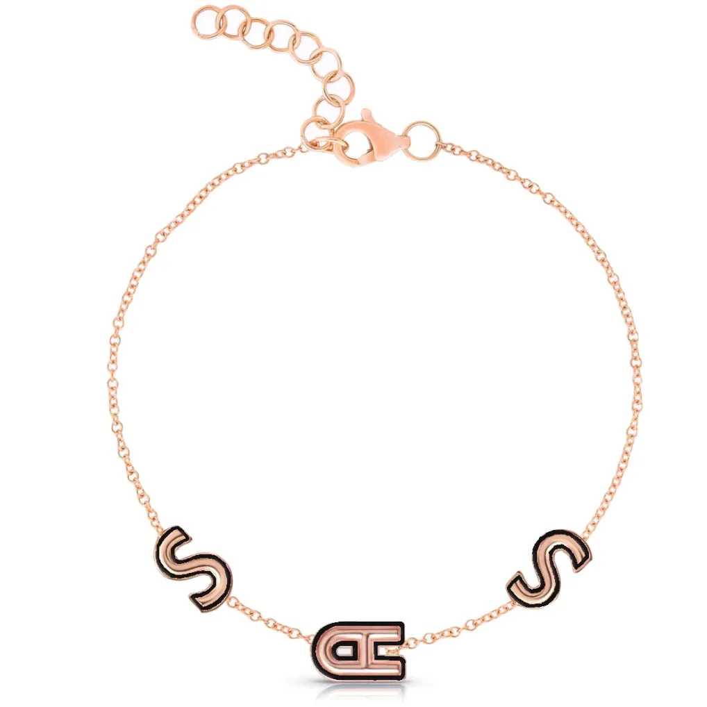 Helium Enamel Outline Multiple Initials Bracelet