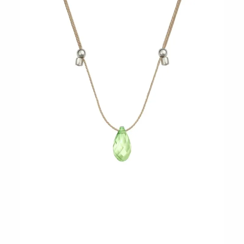 HyeVibe Crystal Necklace - Green Opal on Silver by &Livy