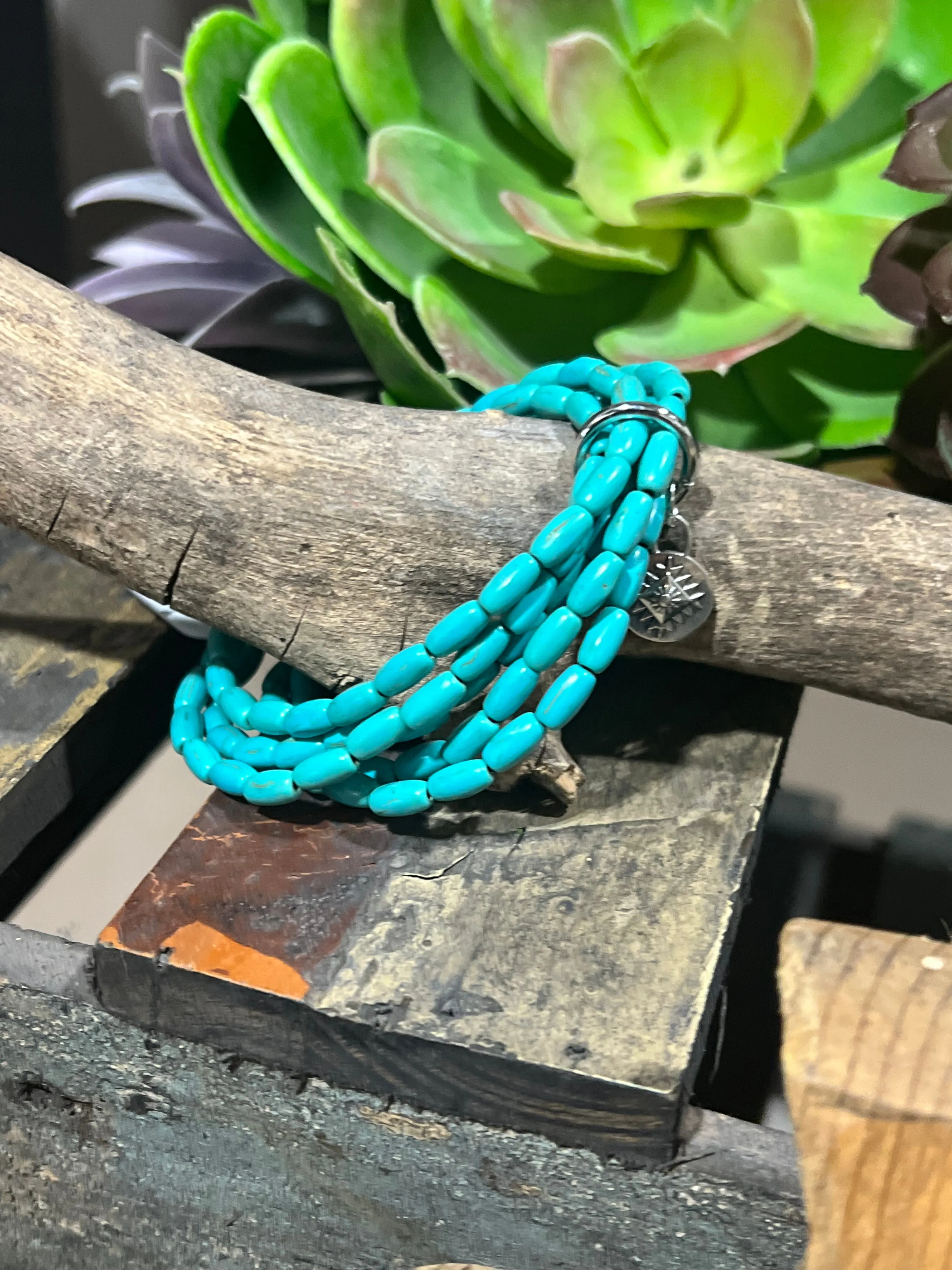 Janell Smooth Turquoise Bracelet Set