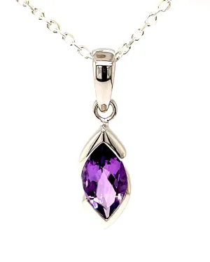 Kaleidoscope Sterling Silver Marquise Amethyst Pendant