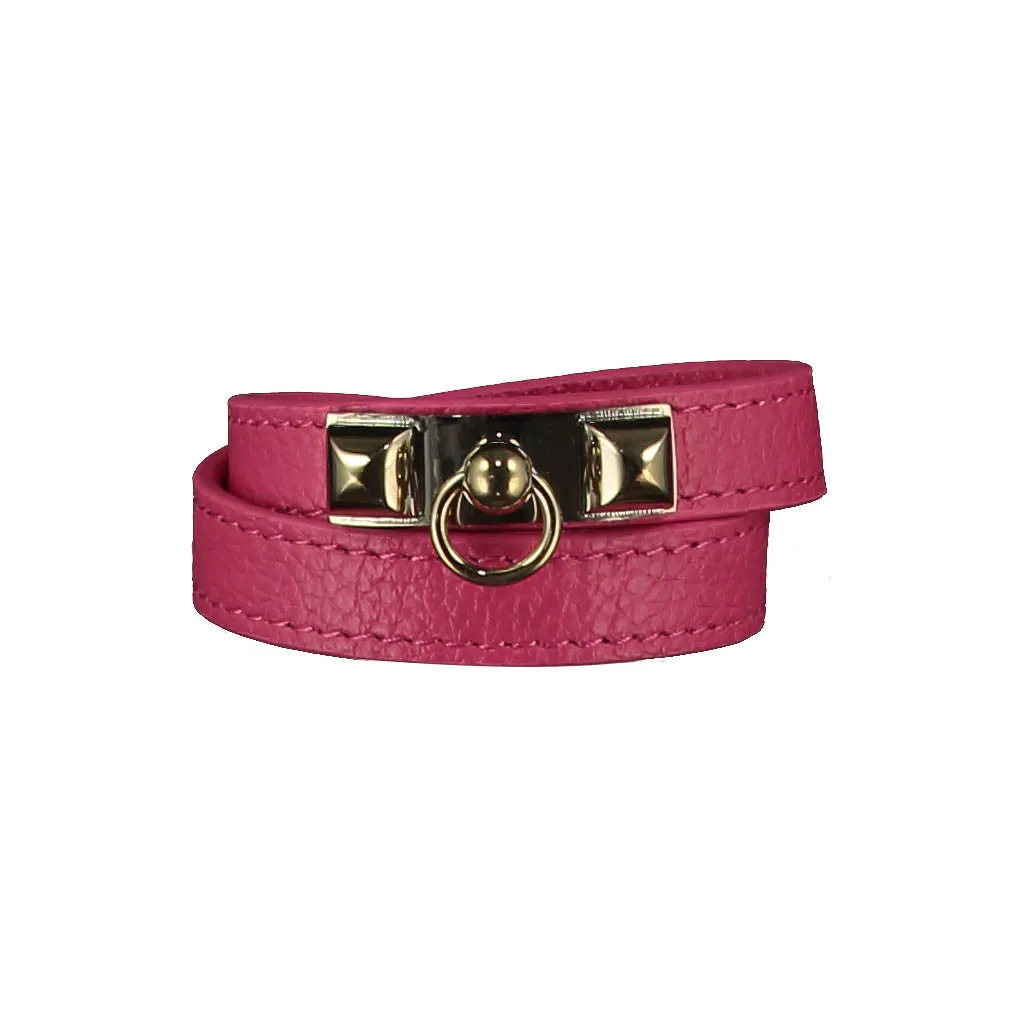 Kate Fuchsia Pink Leather Bracelet