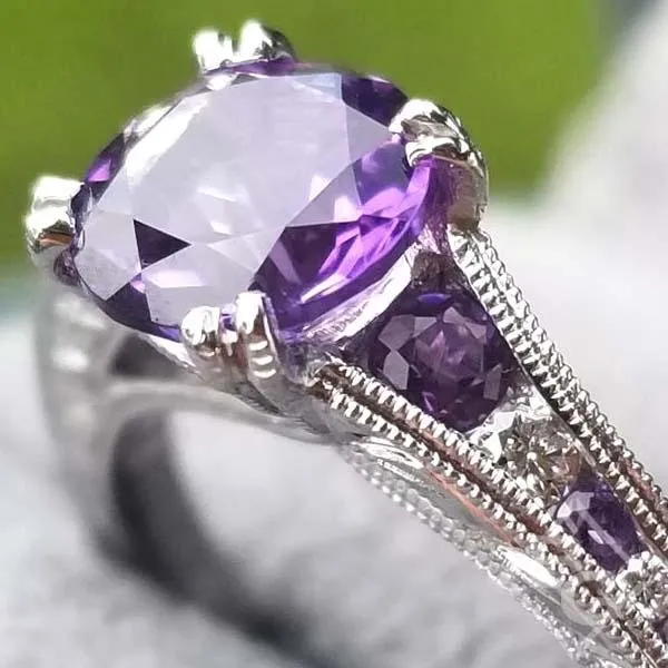 Kirk Kara "Stella" Round Cut Purple Amethyst Diamond Engagement Ring