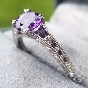 Kirk Kara "Stella" Round Cut Purple Amethyst Diamond Engagement Ring