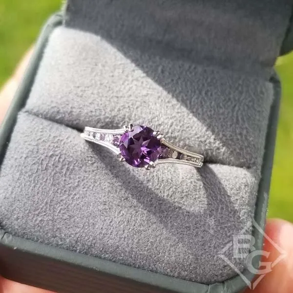 Kirk Kara "Stella" Round Cut Purple Amethyst Diamond Engagement Ring