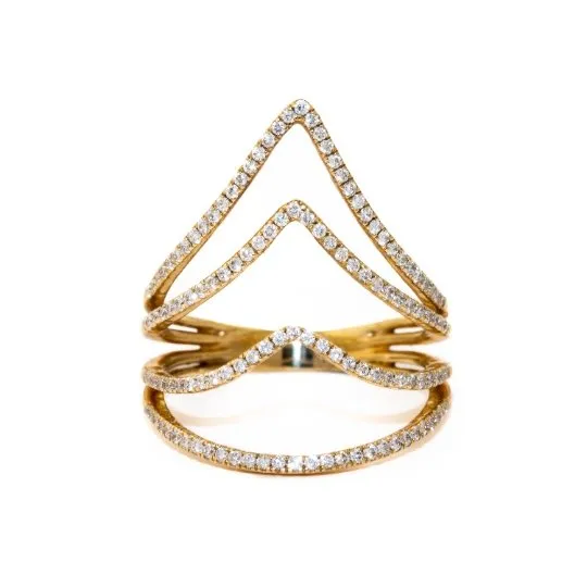 Layered Dagger Diamond Gold Ring