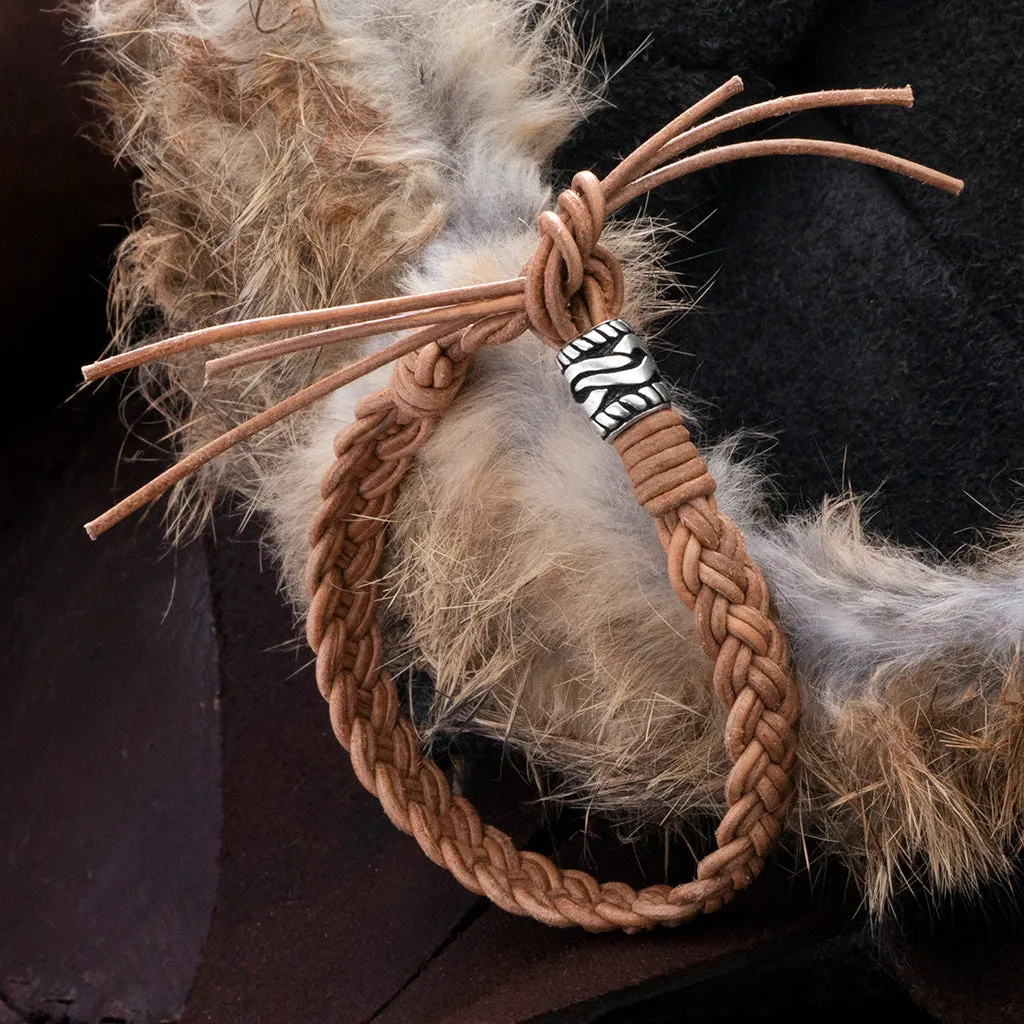 Leather Bracelet, Silver Knotwork