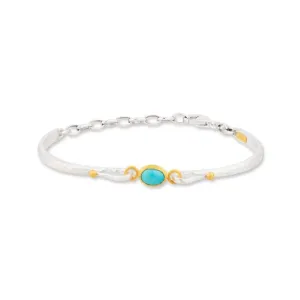 Lika Behar "Candy" Bracelet with Kingman Turquoise in Sterling Silver and 24K Yellow Gol