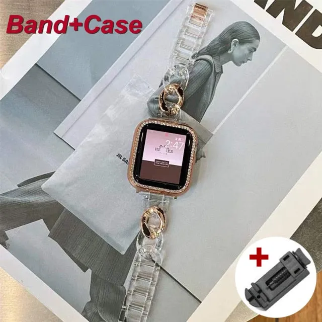 Luxury Band for Apple Watch Series 8 Women Lady Diamond Steel Bracelet