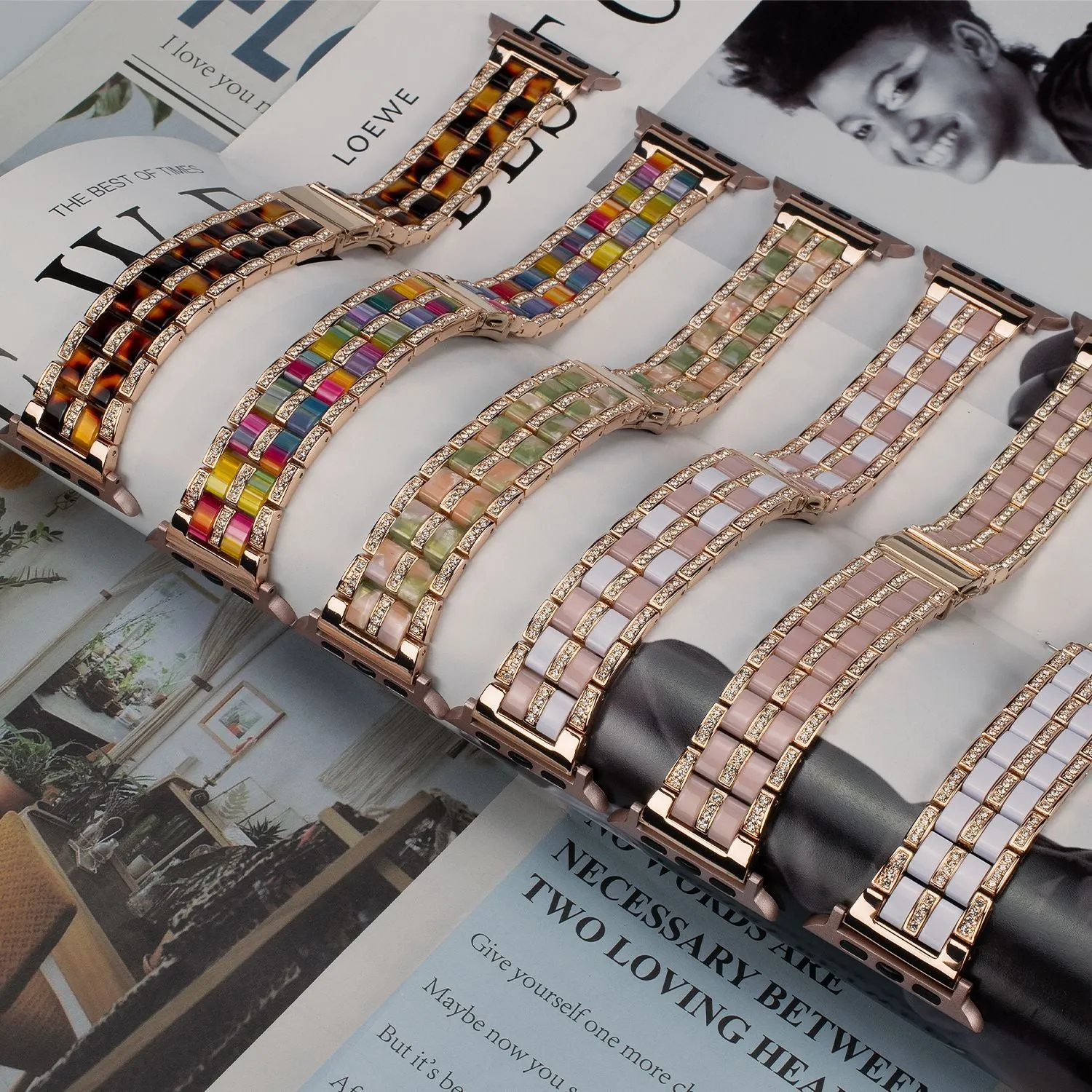 Luxury Diamond Resin Strap Series 7 6 5 4 Steel Metal Bracelet