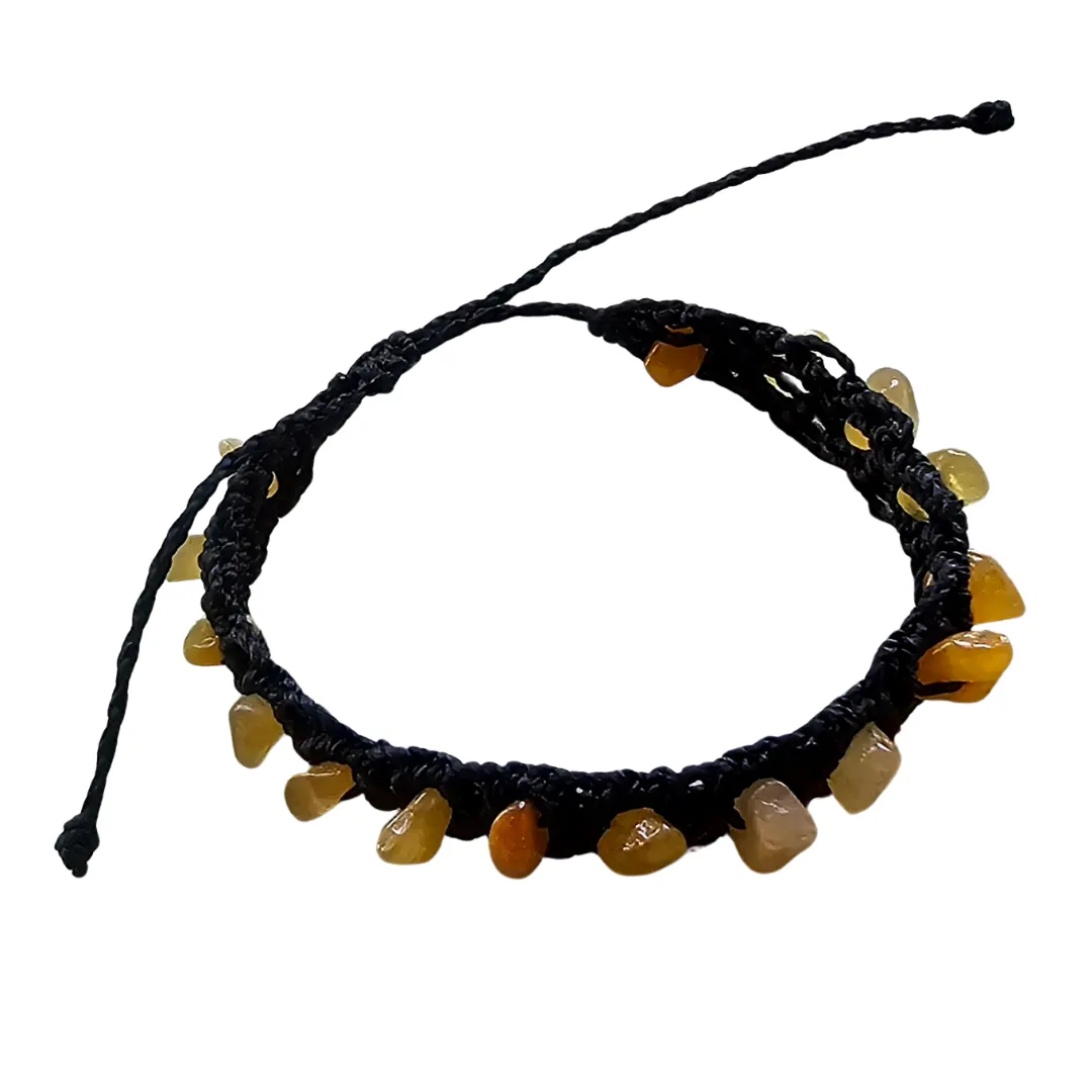 Macrame bracelet with rough stones - made by Peruvian Amazon artisan