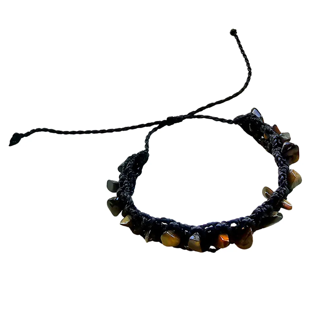 Macrame bracelet with rough stones - made by Peruvian Amazon artisan