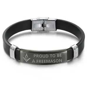 Master Mason Blue Lodge Bracelet - Steel & Leather