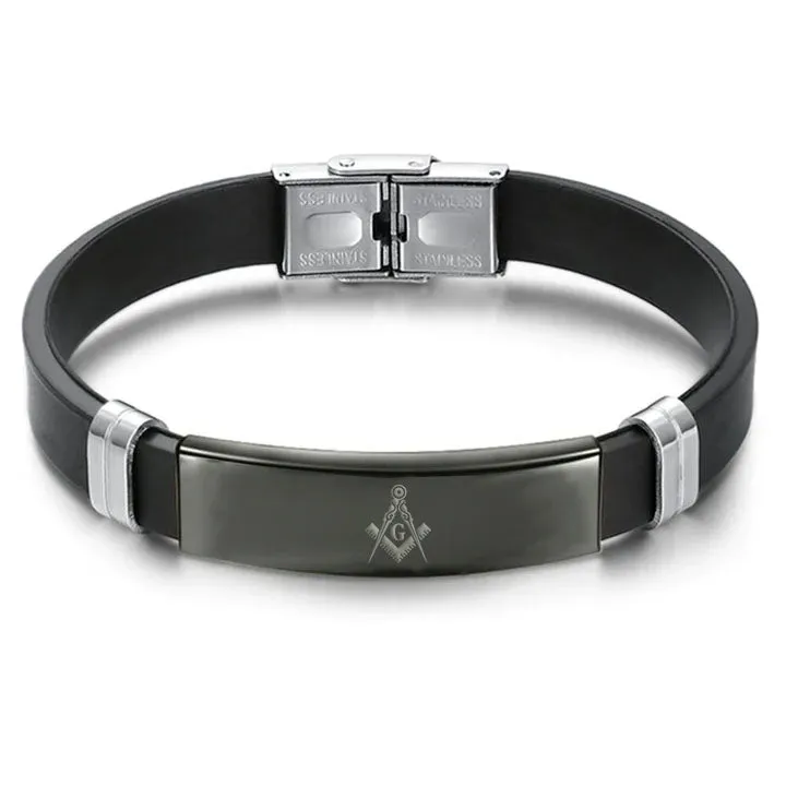 Master Mason Blue Lodge Bracelet - Steel & Leather