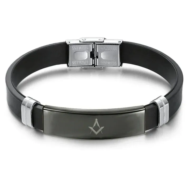 Master Mason Blue Lodge Bracelet - Steel & Leather