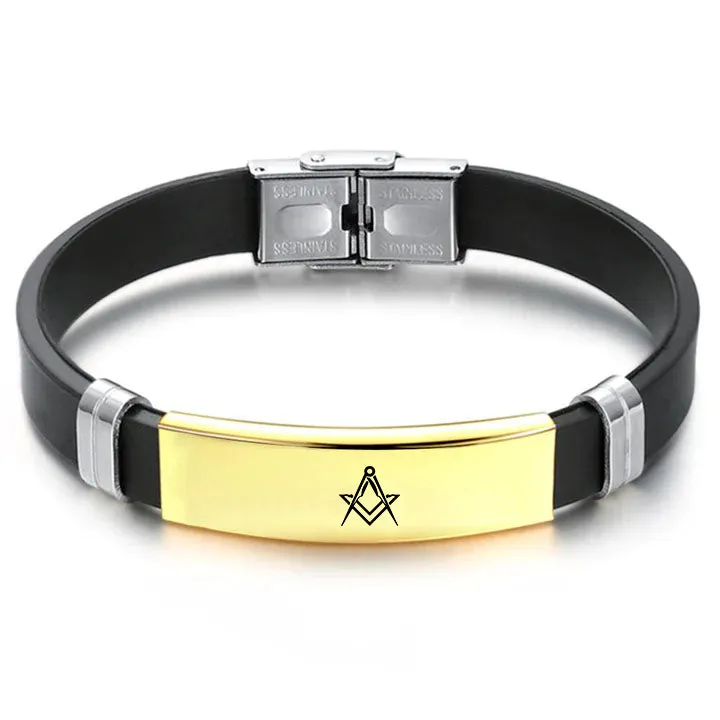 Master Mason Blue Lodge Bracelet - Steel & Leather