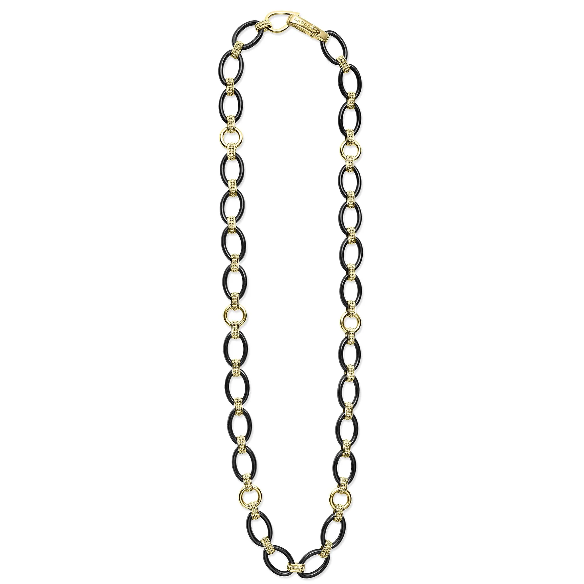 Meridian 18K Gold and Black Ceramic Link Necklace | 10mm