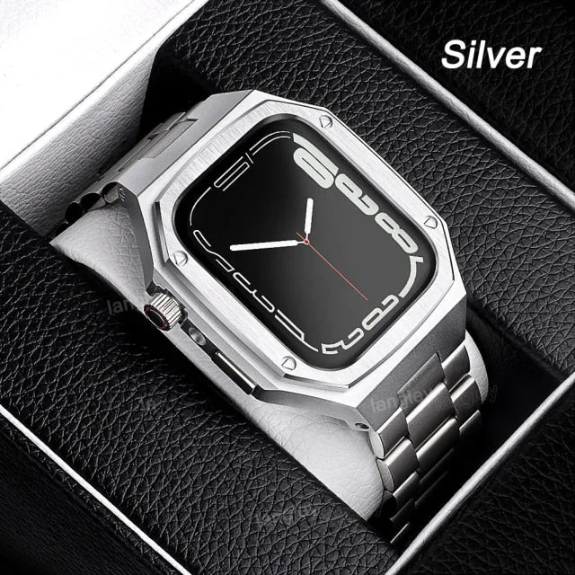 Metal Case for Apple Watch Bracelet Series 7 6 5 4 Men Wrist Silicone Belt iWatch38/40/41mm 42/44/45mm Premium Steel Strap |Watchbands|