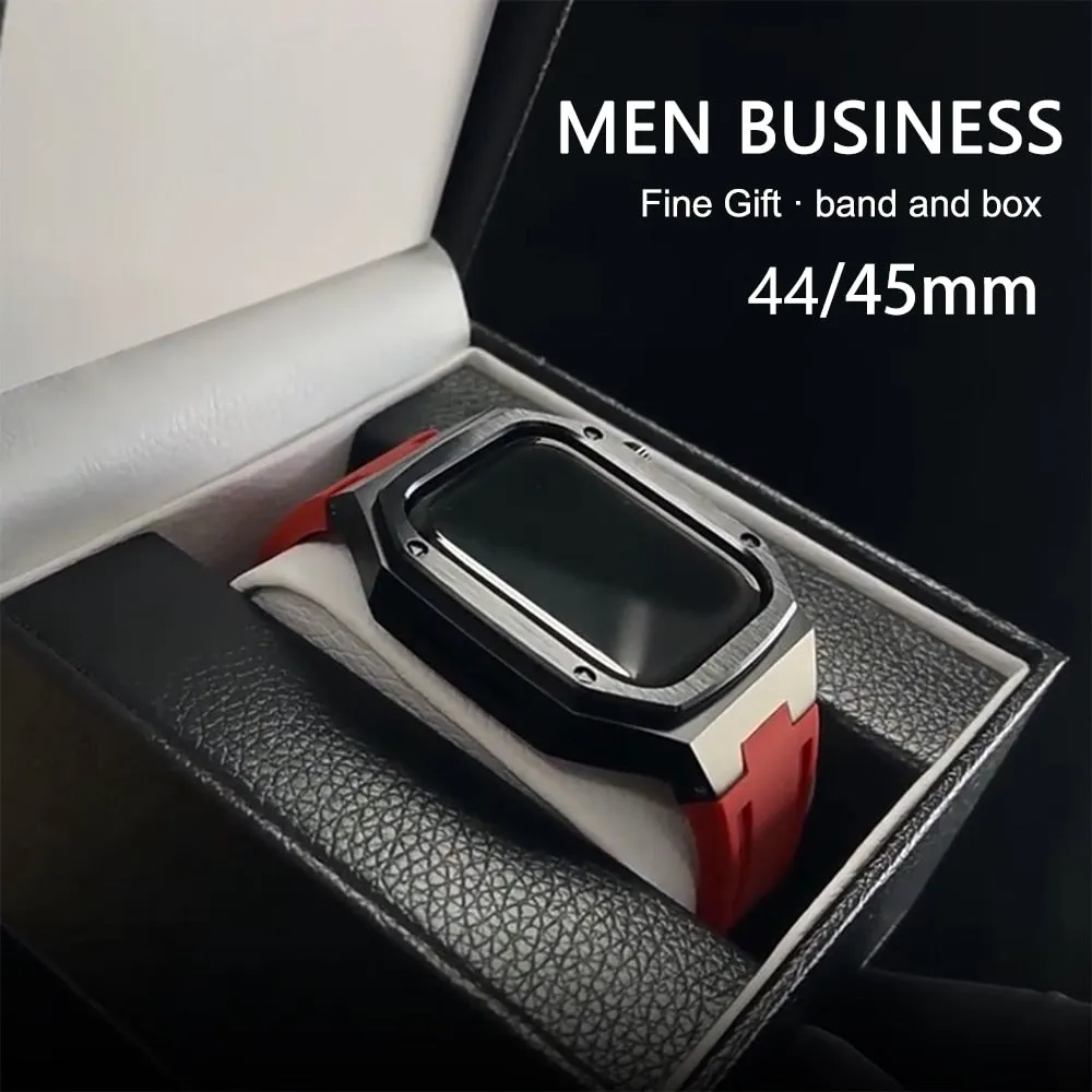 Metal Case for Apple Watch Bracelet Series 7 6 5 4 Men Wrist Silicone Belt iWatch38/40/41mm 42/44/45mm Premium Steel Strap |Watchbands|