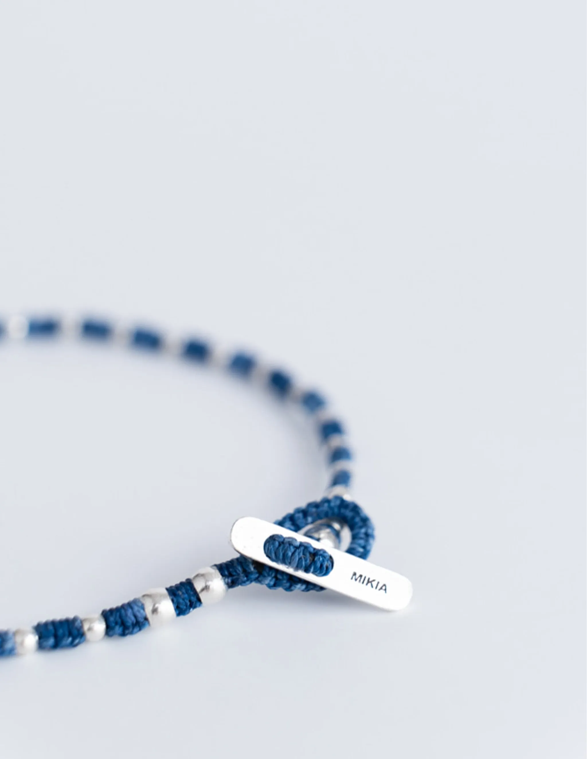 Mikia Small Silver Beads Bracelet in Indigo