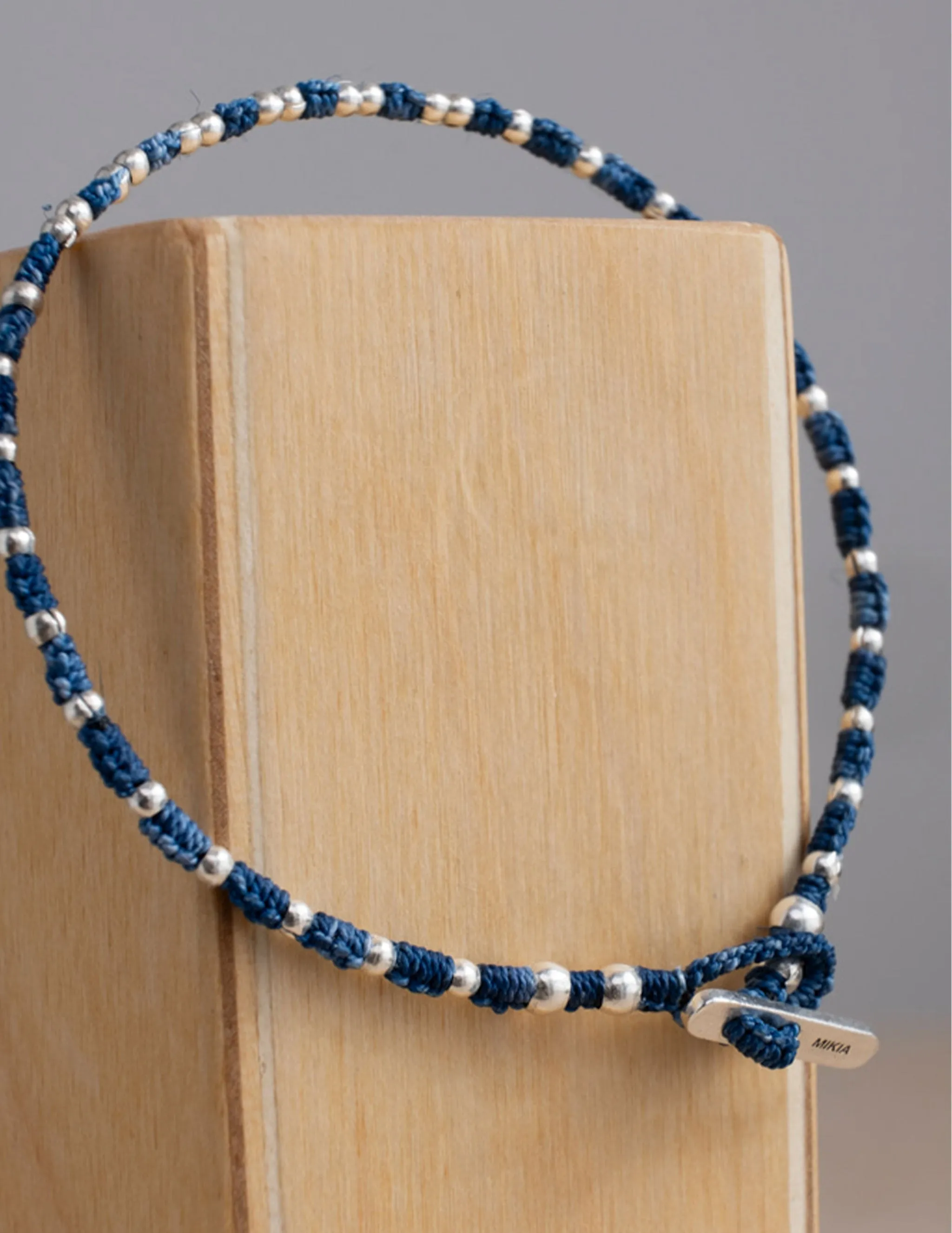 Mikia Small Silver Beads Bracelet in Indigo