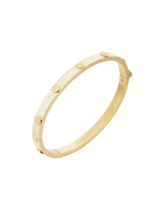 Miller Stud Enamel 5Mm Hinge Bracelet - Tory Gold / New Ivory