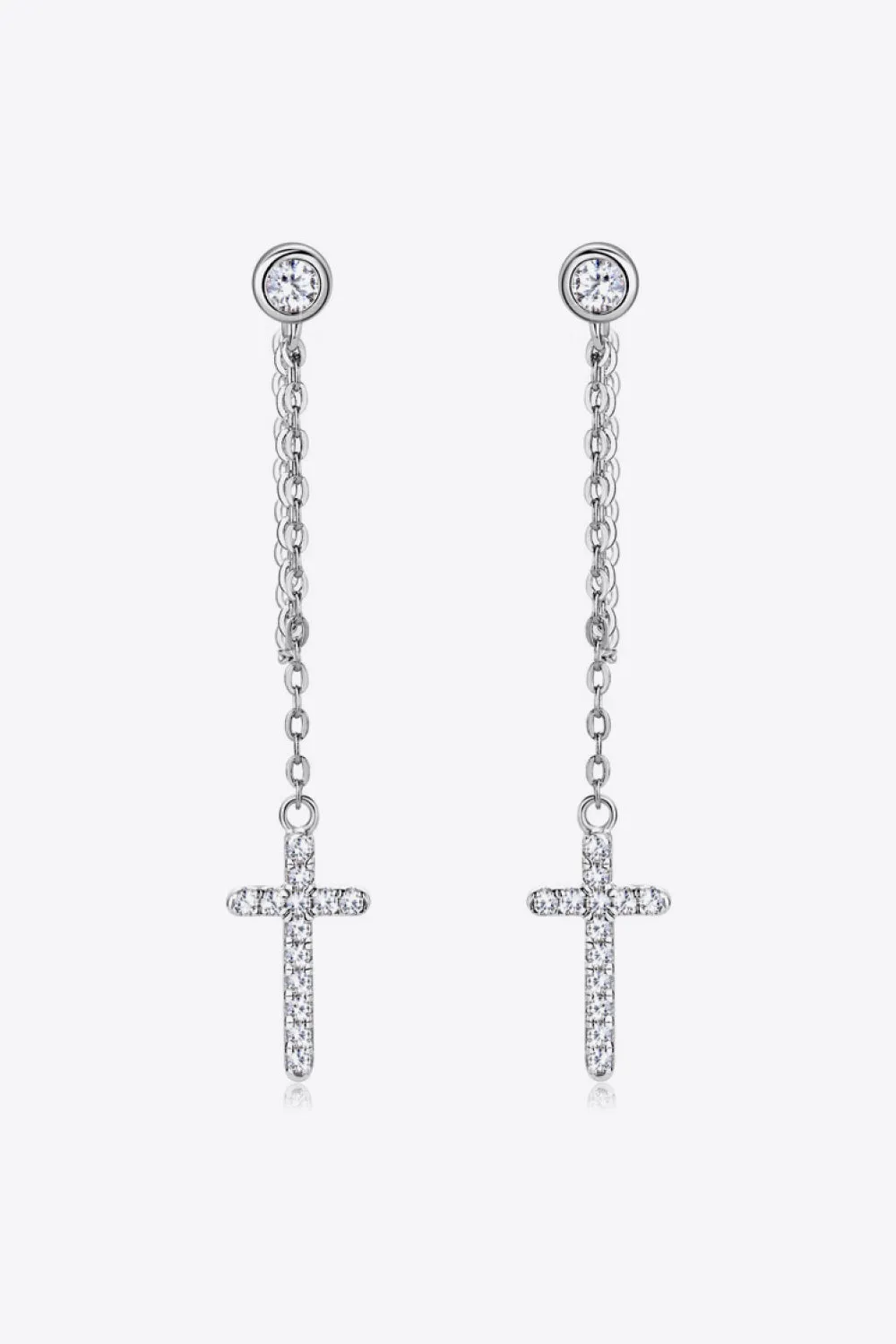 Moissanite 925 Sterling Silver Cross Earrings