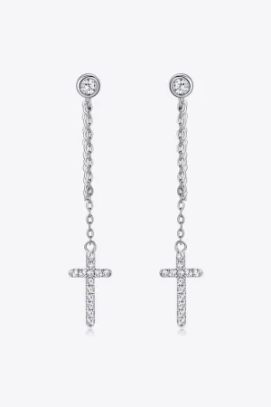 Moissanite 925 Sterling Silver Cross Earrings