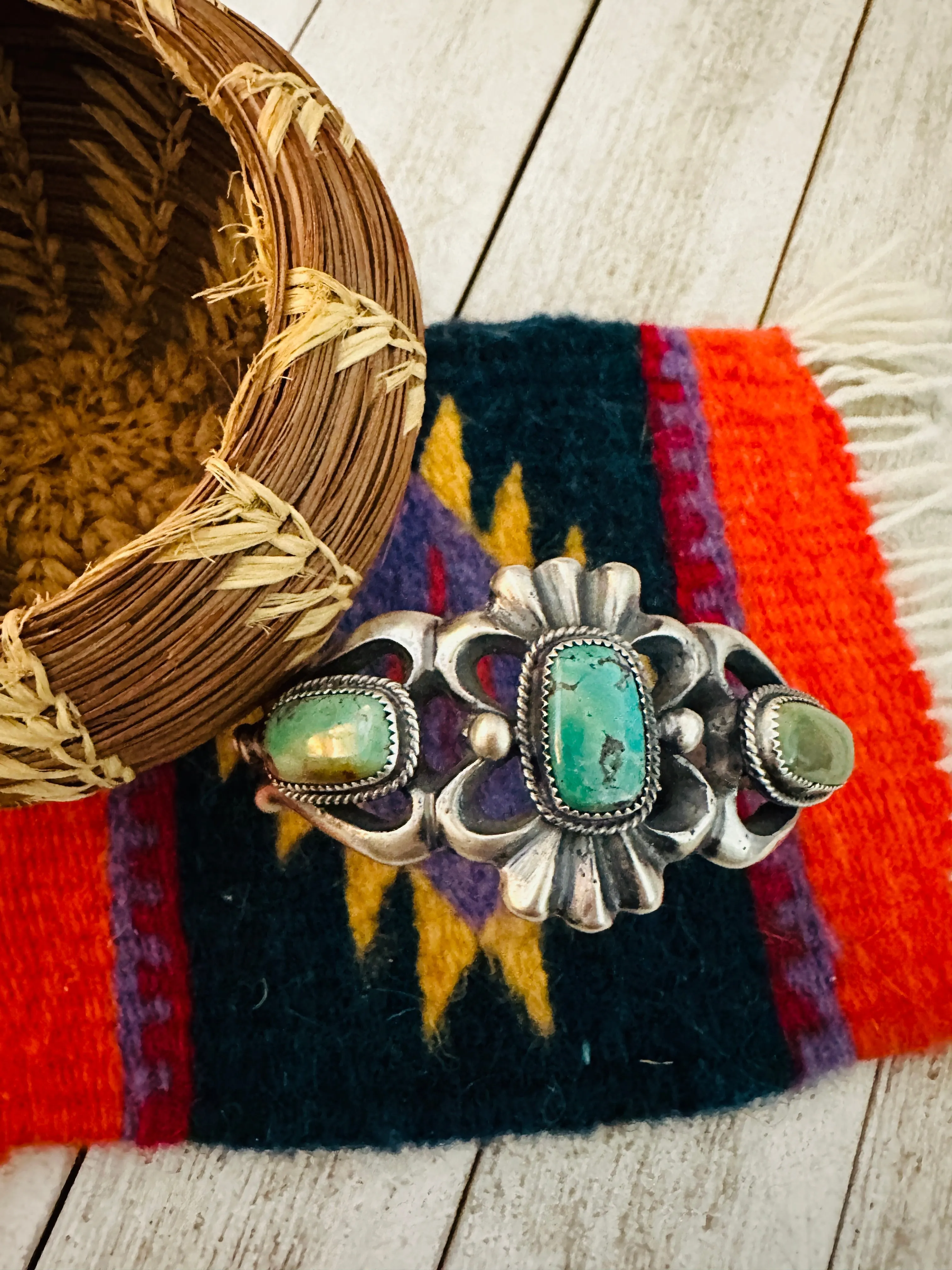 Navajo Royston Turquoise & Sterling Silver Cuff Bracelet