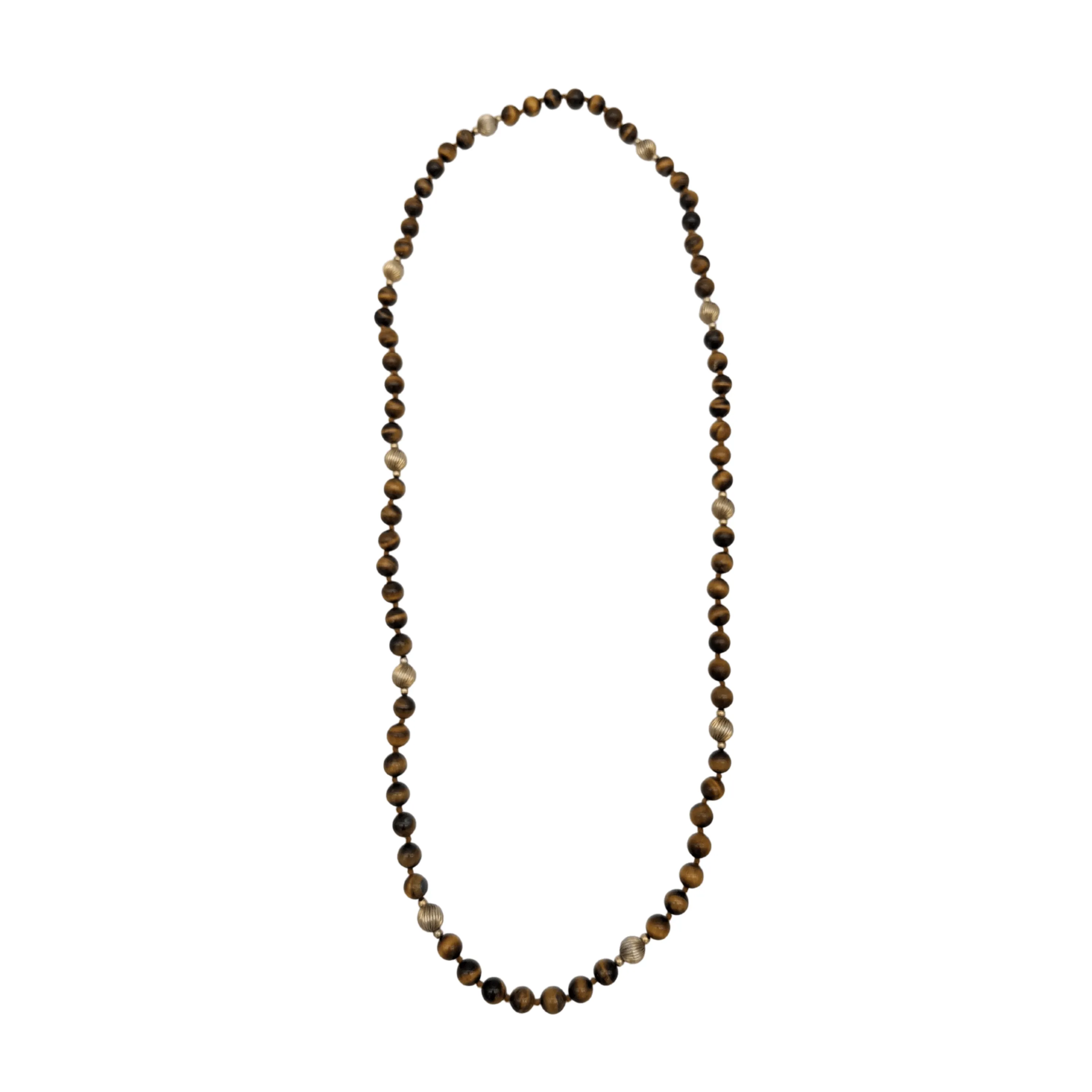 NECKLACE Tiger Eye & 14K Yellow Gold Beads