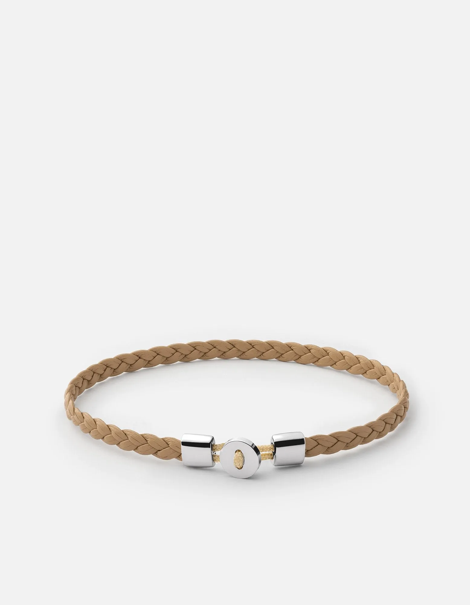 Nexus Braided Leather Bracelet, Sterling Silver