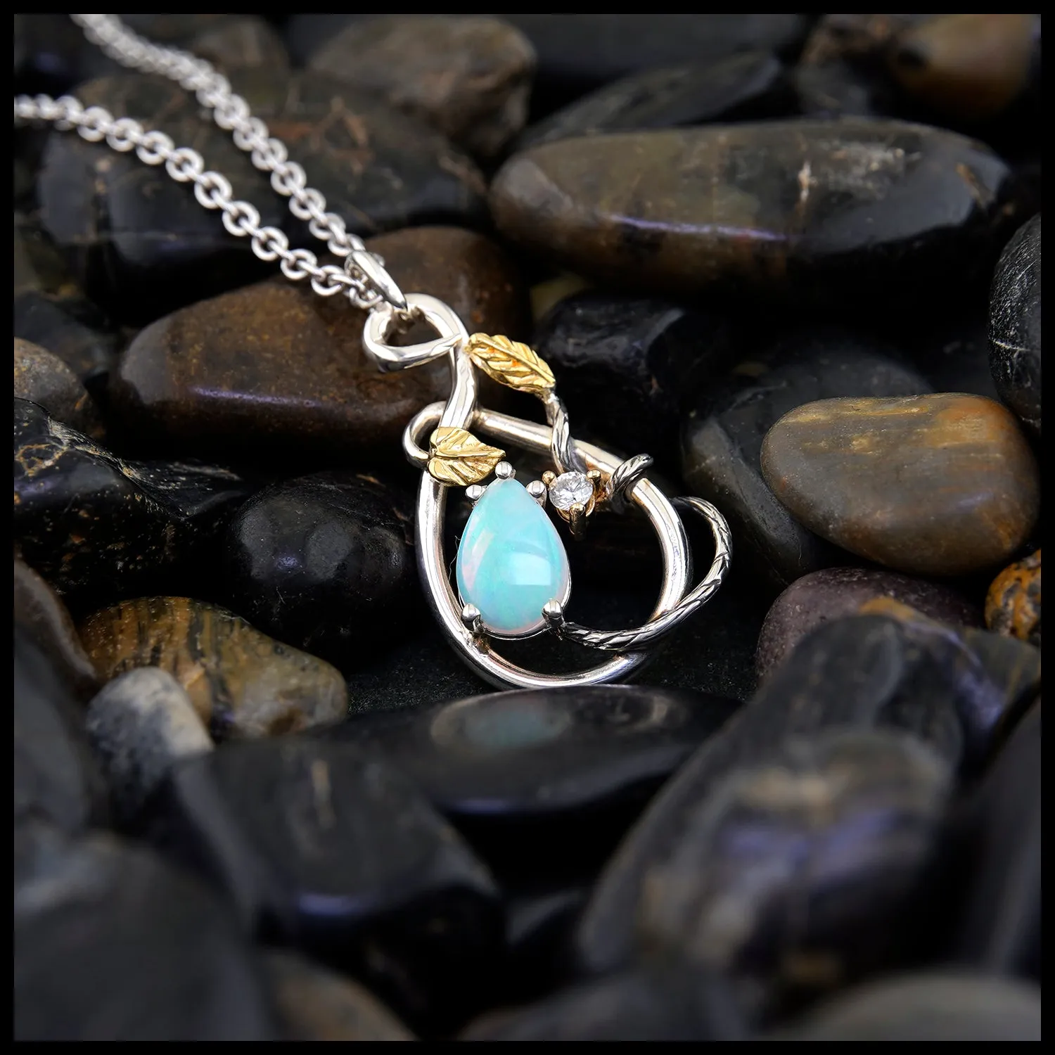 Opal and Diamond Nature Pendant