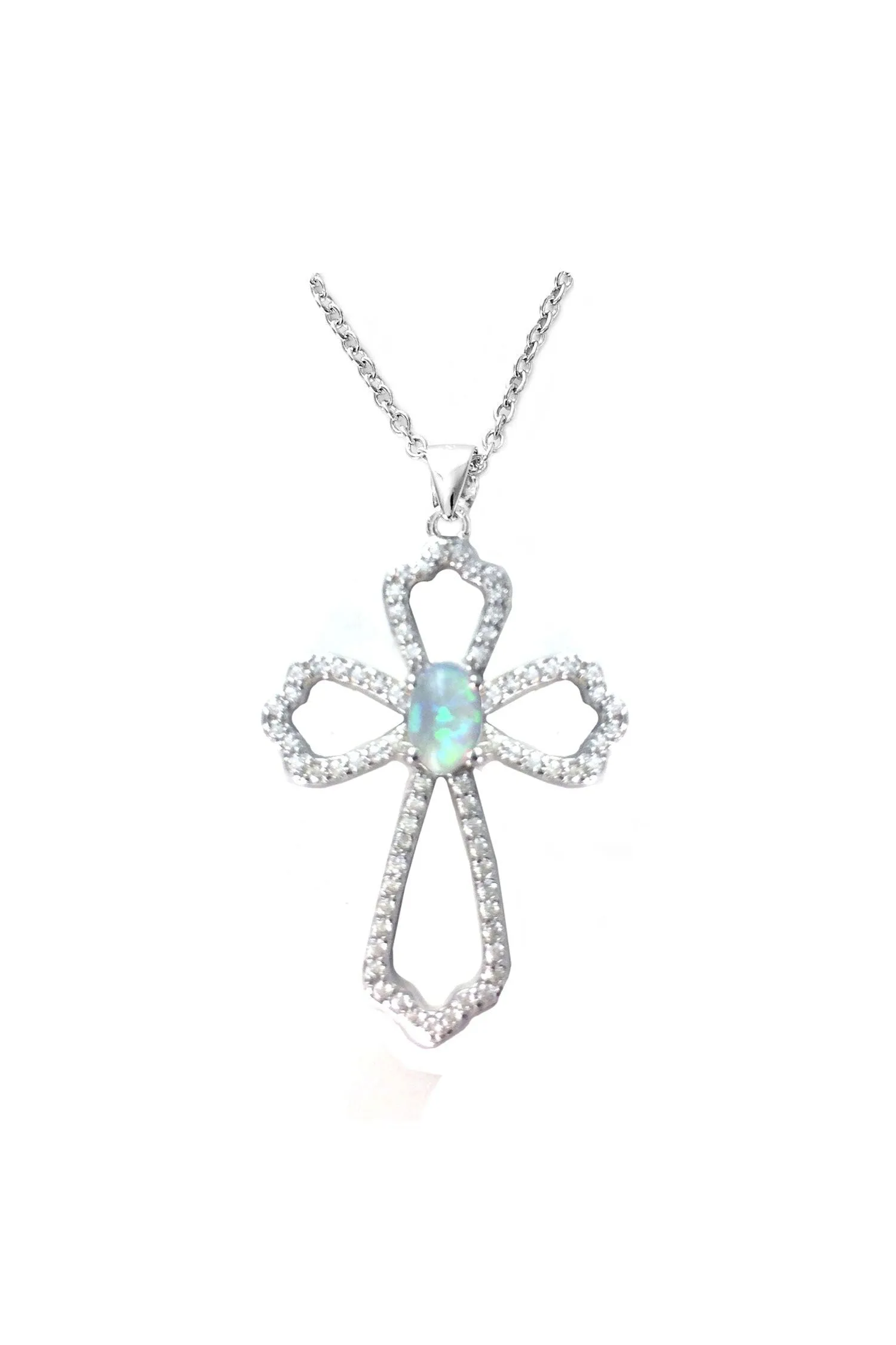 Opal Cross Necklace - WOSX9621SH