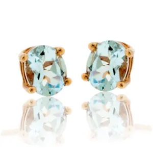 Oval Cut Aquamarine Stud Earrings