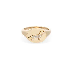 Pavé Diamond Dachshund Signet Ring