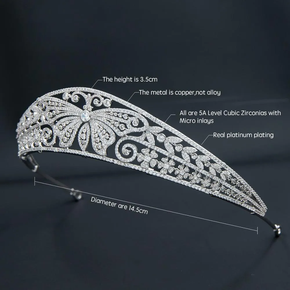 Petite Cubic Zirconia Butterfly Princess Tiara Crown