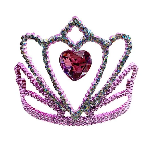 Pink Glitter Tiara with Heart