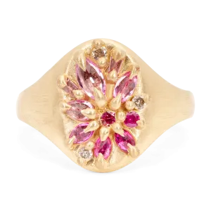 Pink Lotus Signet Ring - Size 6 - 11571