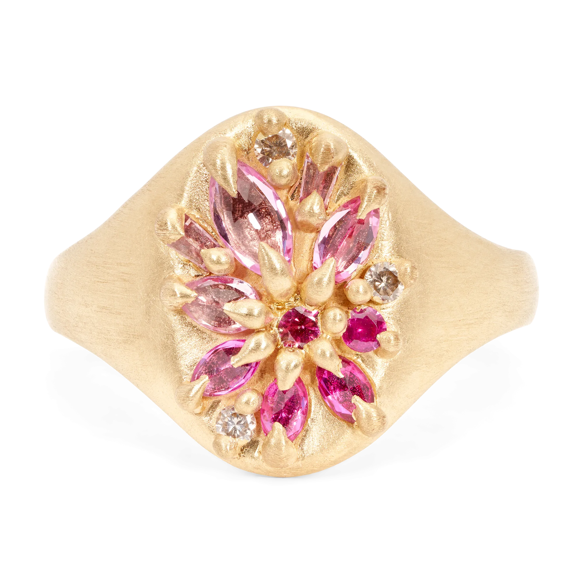 Pink Lotus Signet Ring - Size 6 - 11571