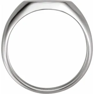 Platinum 12x10 mm Oval Signet Ring