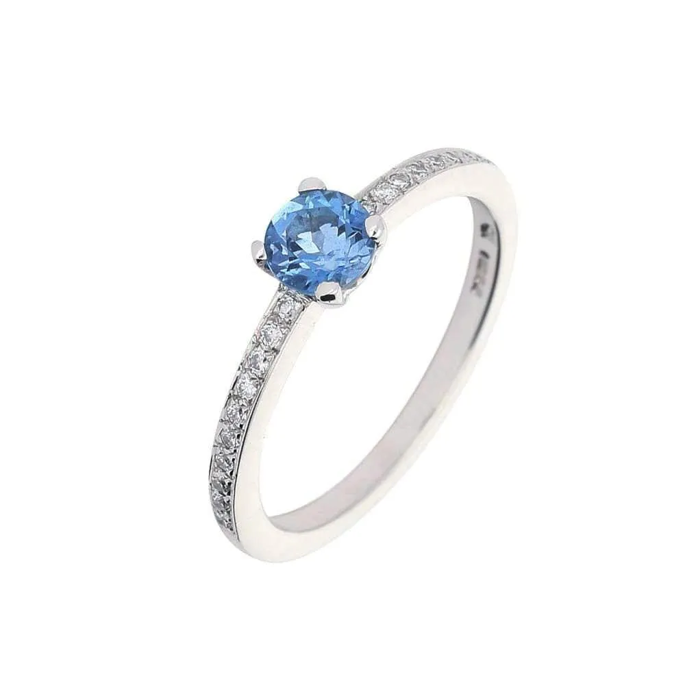 Platinum aquamarine & diamond ring